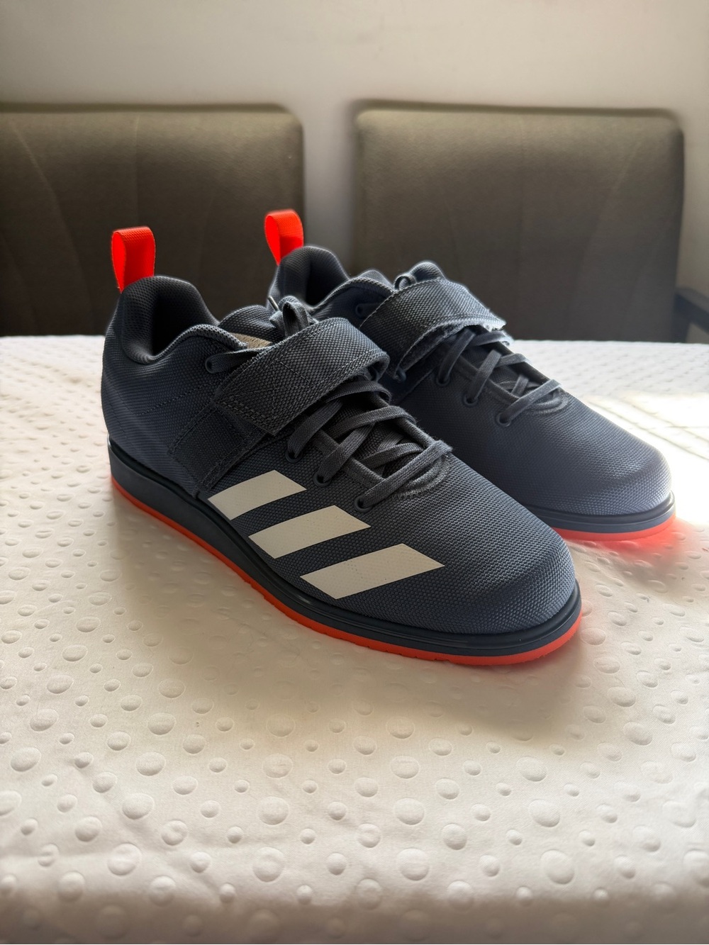 Adidas Gray Sneakers with Bright Orange Accents